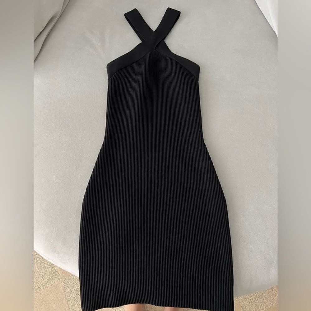 Aritzia Babaton Sculpt Criss Cross Ribbed Dress Black Size XS Sz XS Extra Small - Picture 6 of 6